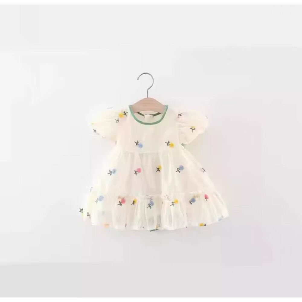 white floral dress with bow size 2T